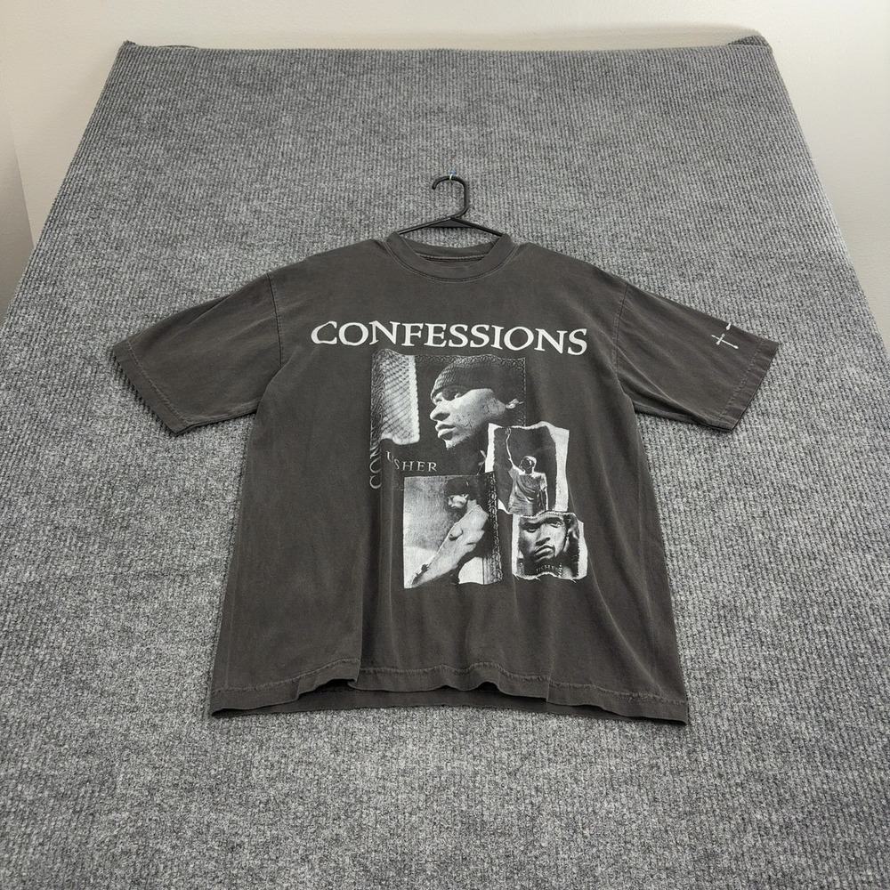 Usher T Shirt Mens M Gray Cotton Confessions Graphic Tour Streetwear Style